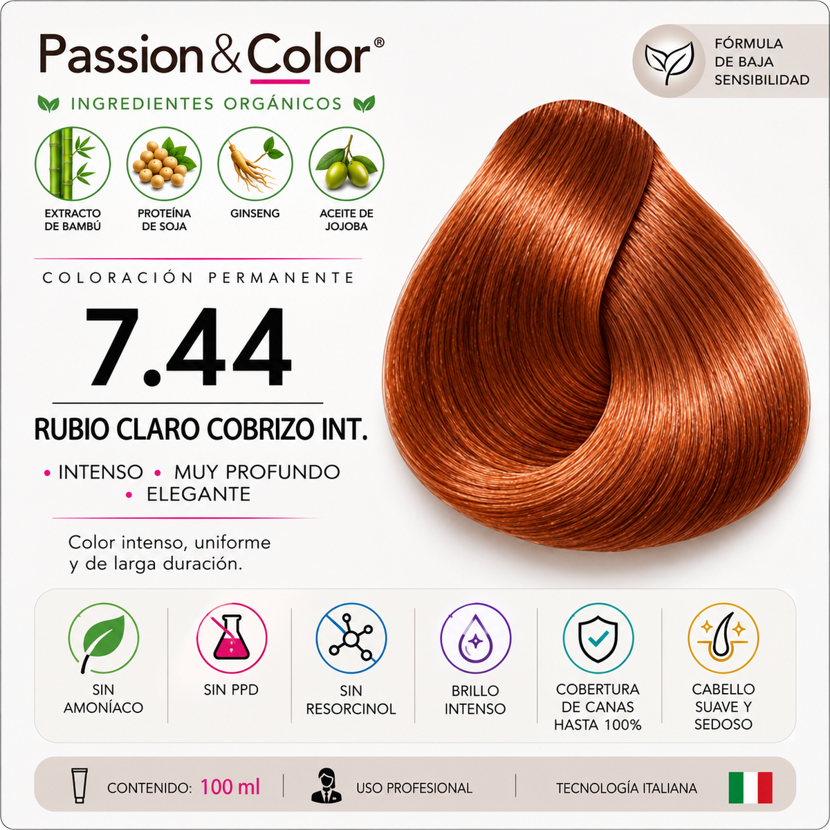 7.44  RUBIO COBRIZO INTENSO. Passion & Color