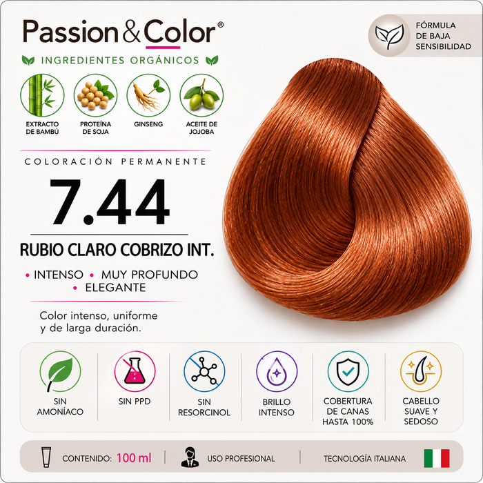 7.44  RUBIO COBRIZO INTENSO. Passion & Color