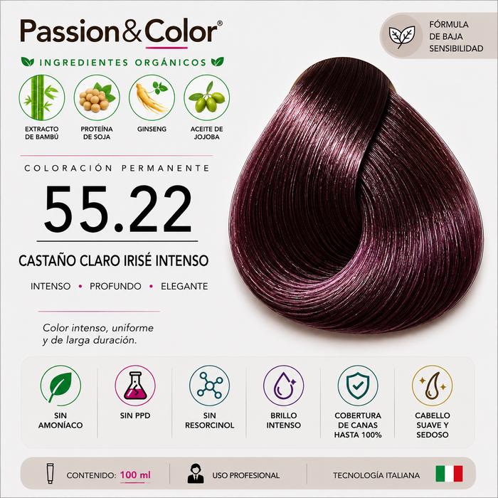 55.22 CASTAÑO CLARO VIOLETA INTENSO. Passion  & Color