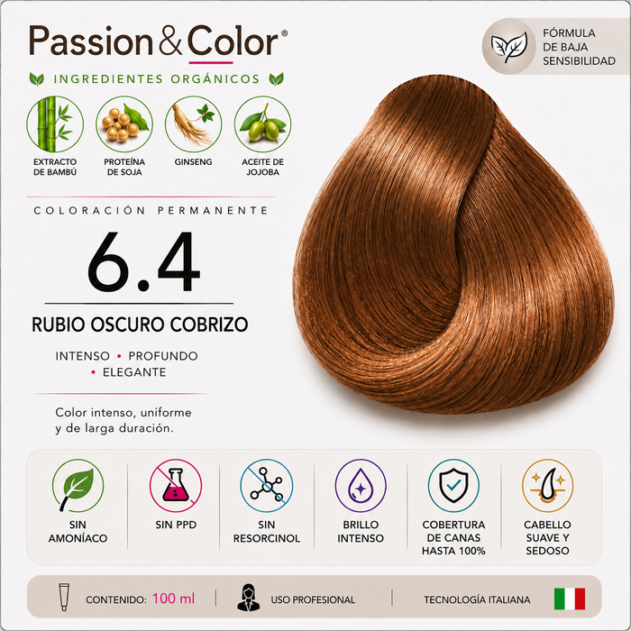 6.4 RUBIO OSCURO COBRIZO. Passion & Color