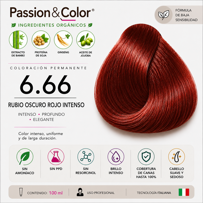6.66 RUBIO OSCURO ROJO INTENSO