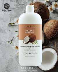 Shampoo Restaurador de Coco.  Cabellos desfibrados y maltratados por procesos químicos