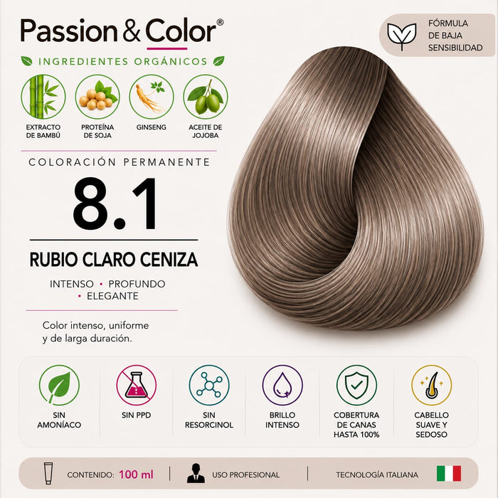 8.1 RUBIO CLARO CENIZA. Passion & Color