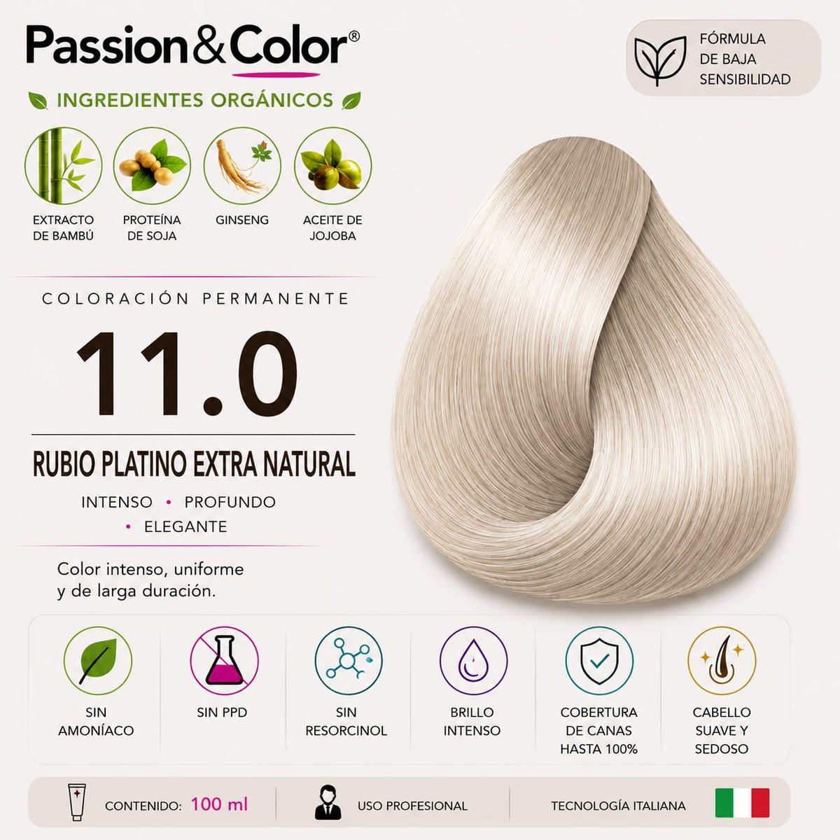 11.0 RUBIO PLATINO EXTRA NATURAL. Passion & Color