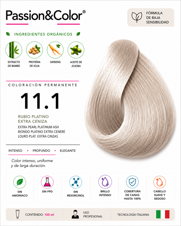 11.1 RUBIANO PLATINO EXTRA CENIZA. Passion&Color