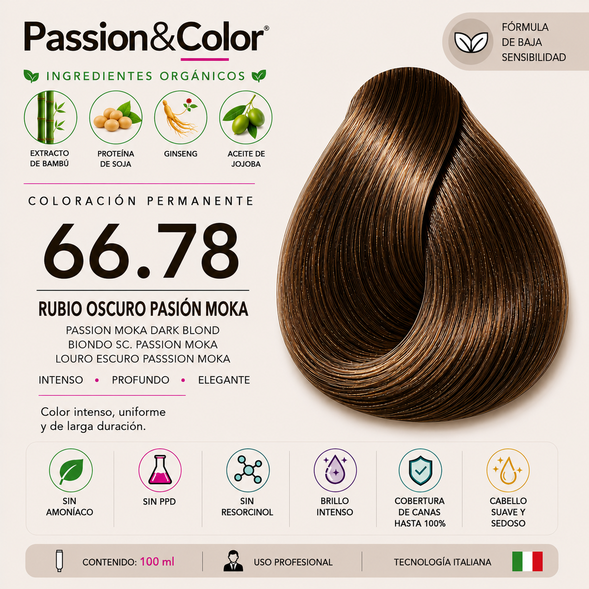 66.78 RUBIO OSCURO MOKA. Passion & Color
