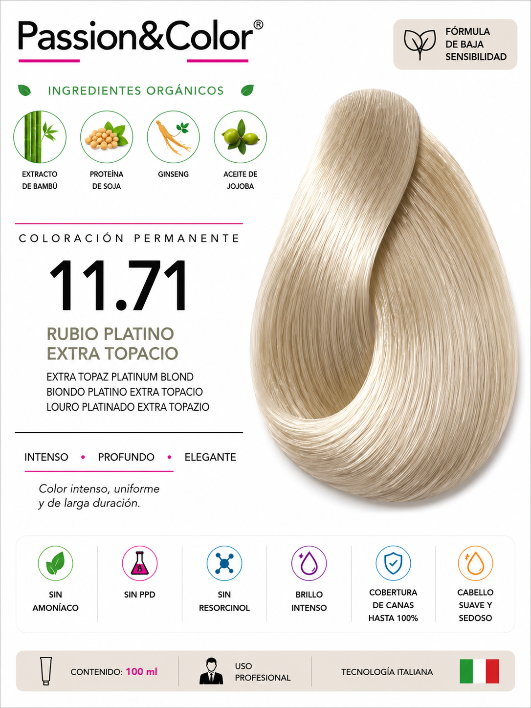 11.71 RUBIO PLATINO EXTRA TOPACIO. Passion & Color